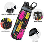 Colourful Cats - Insulated Water Bottle with Dual-Use Lid (18oz) Insulated Water Bottle with Dual-Use Lid (18oz) Printed Offshore