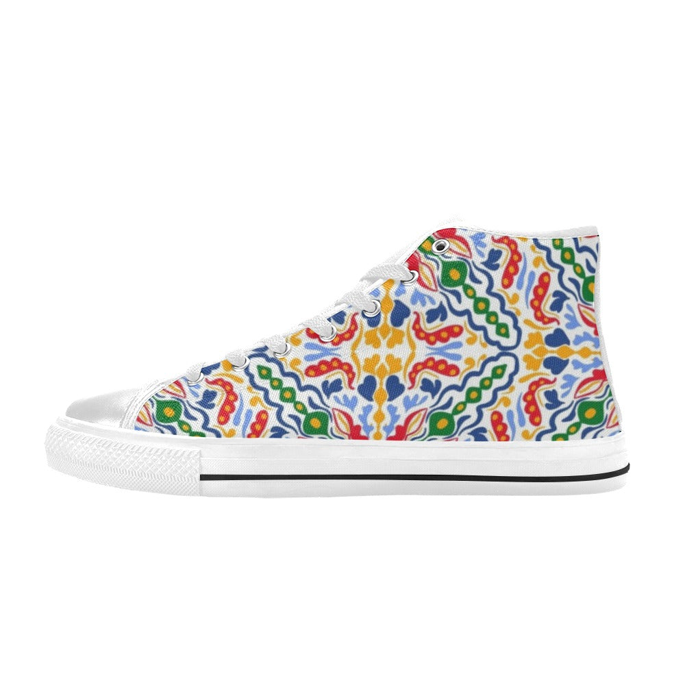 Bright Burst - Women's High Top Canvas Shoes US12 Womens Classic High Top Shoes Printed Offshore