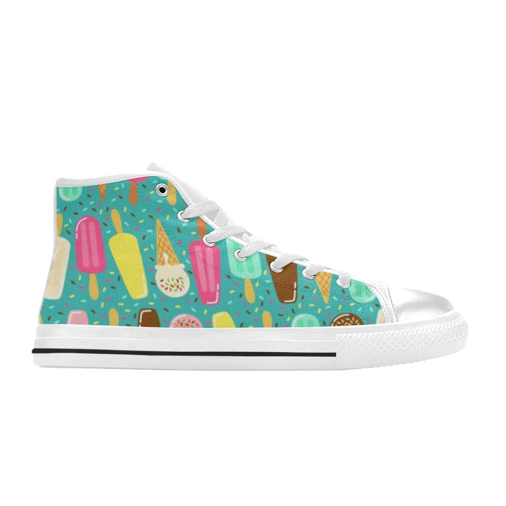 Ice Cream - Kids High Top Canvas Shoes