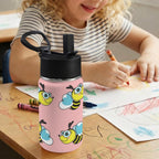 Cute Honey Bee 12oz Kids Water Bottle with Straw Lid