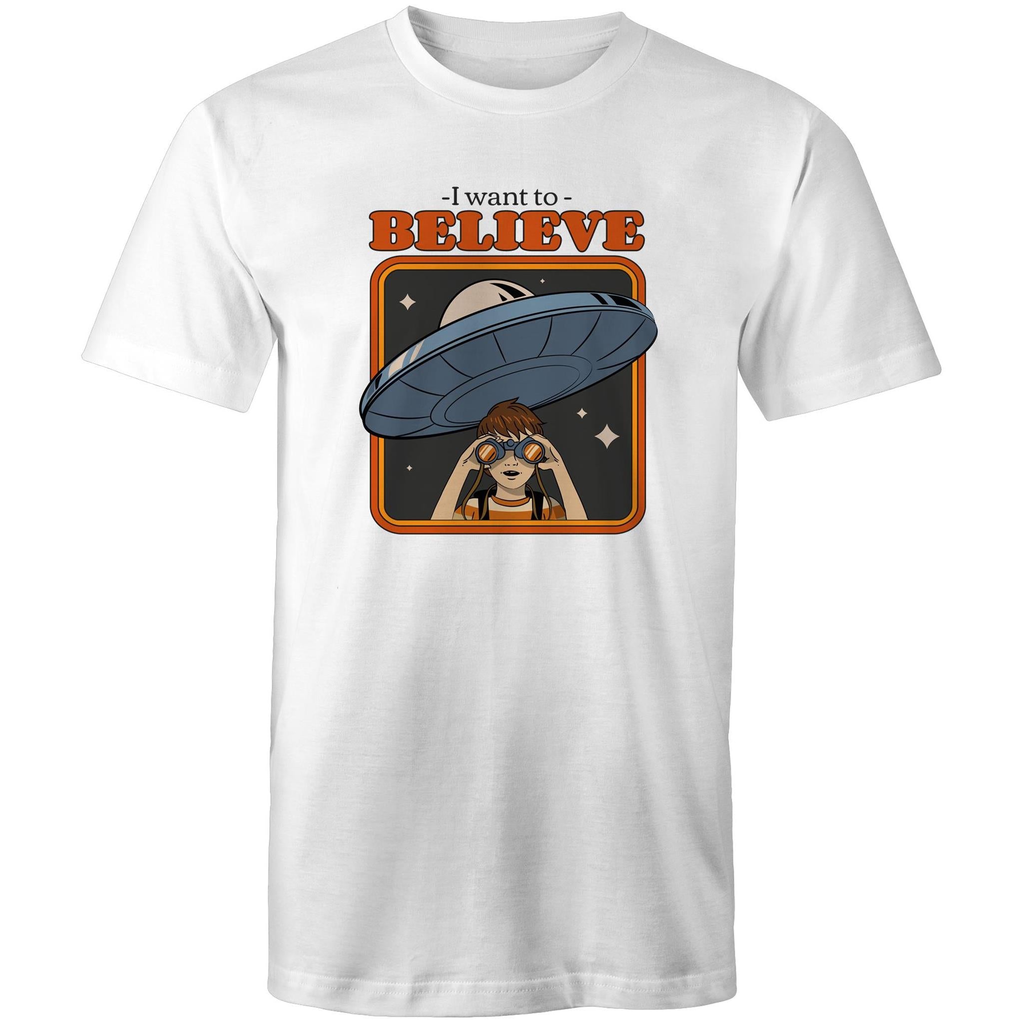 I Want To Believe - Mens T-Shirt White Mens T-shirt Printed In Australia Sci Fi