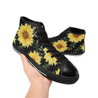 Painted Sunflowers - Kids High Top Canvas Shoes