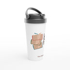 Personalised - So Many Books, So Little Time - White 15oz Stainless Steel Travel Mug Personalised Travel Mug coffee Globally Fulfilled
