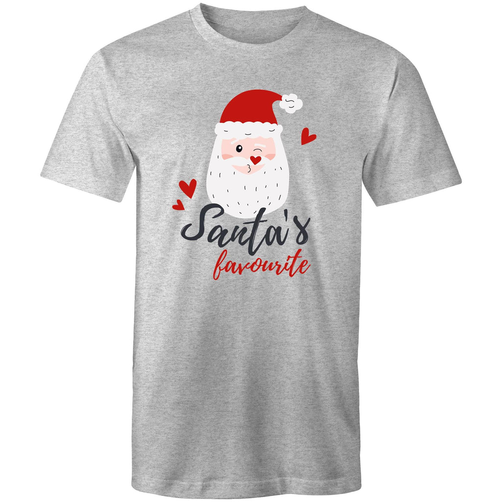 Santa's Favourite - Mens T-Shirt Grey Marle Mens Christmas T-shirt Christmas Printed In Australia