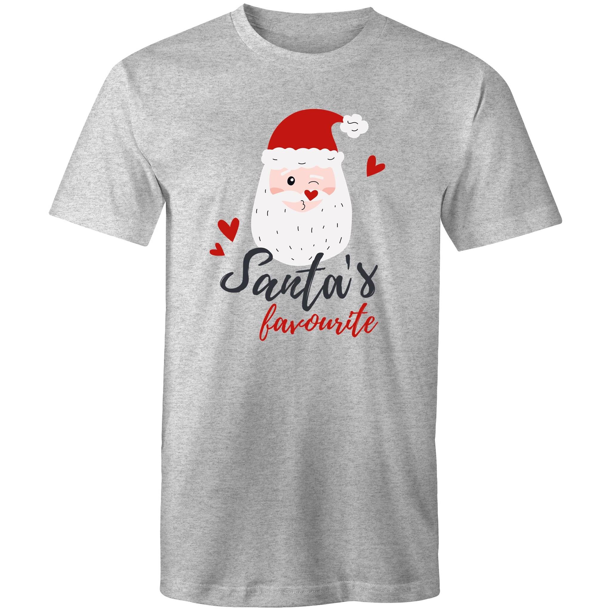 Santa's Favourite - Mens T-Shirt Grey Marle Mens Christmas T-shirt Christmas Printed In Australia
