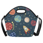 Rocket and Planets In Space - Neoprene Lunch Bag One Size Neoprene Lunch Bag Printed Offshore