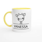 Personalise - Giraffe Name - 11oz Ceramic Mug Ceramic Yellow Personalised 11oz Mug animal customise Globally Fulfilled Name personalise
