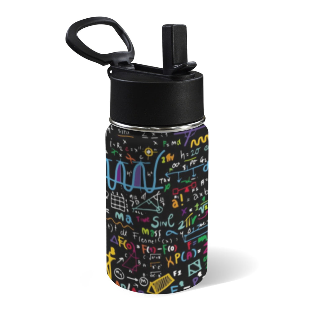 Colourful Maths Formulas 12oz Kids Water Bottle with Straw Lid