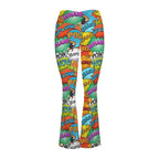Comic Book 2 High Waist Crossover Tummy Control Flare Leggings High Waist Flare Leggings comic Printed Offshore
