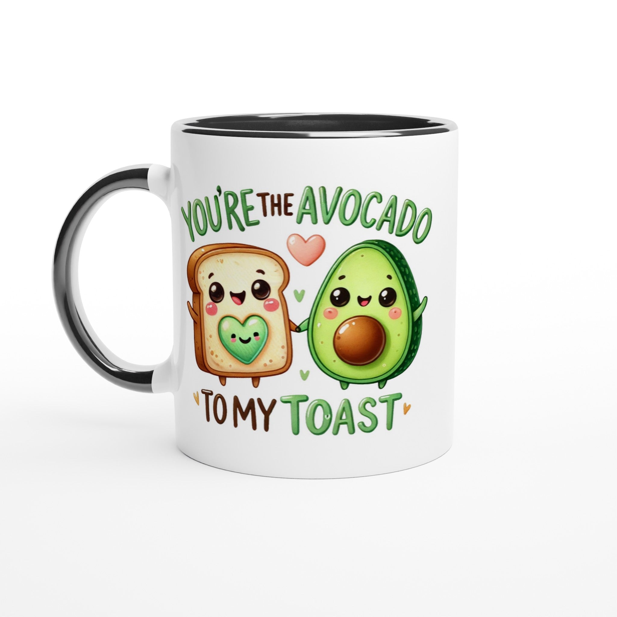 You're The Avocado To My Toast, Valentine - White 11oz Ceramic Mug with Colour Inside Ceramic Black Colour 11oz Mug Food Globally Fulfilled Love