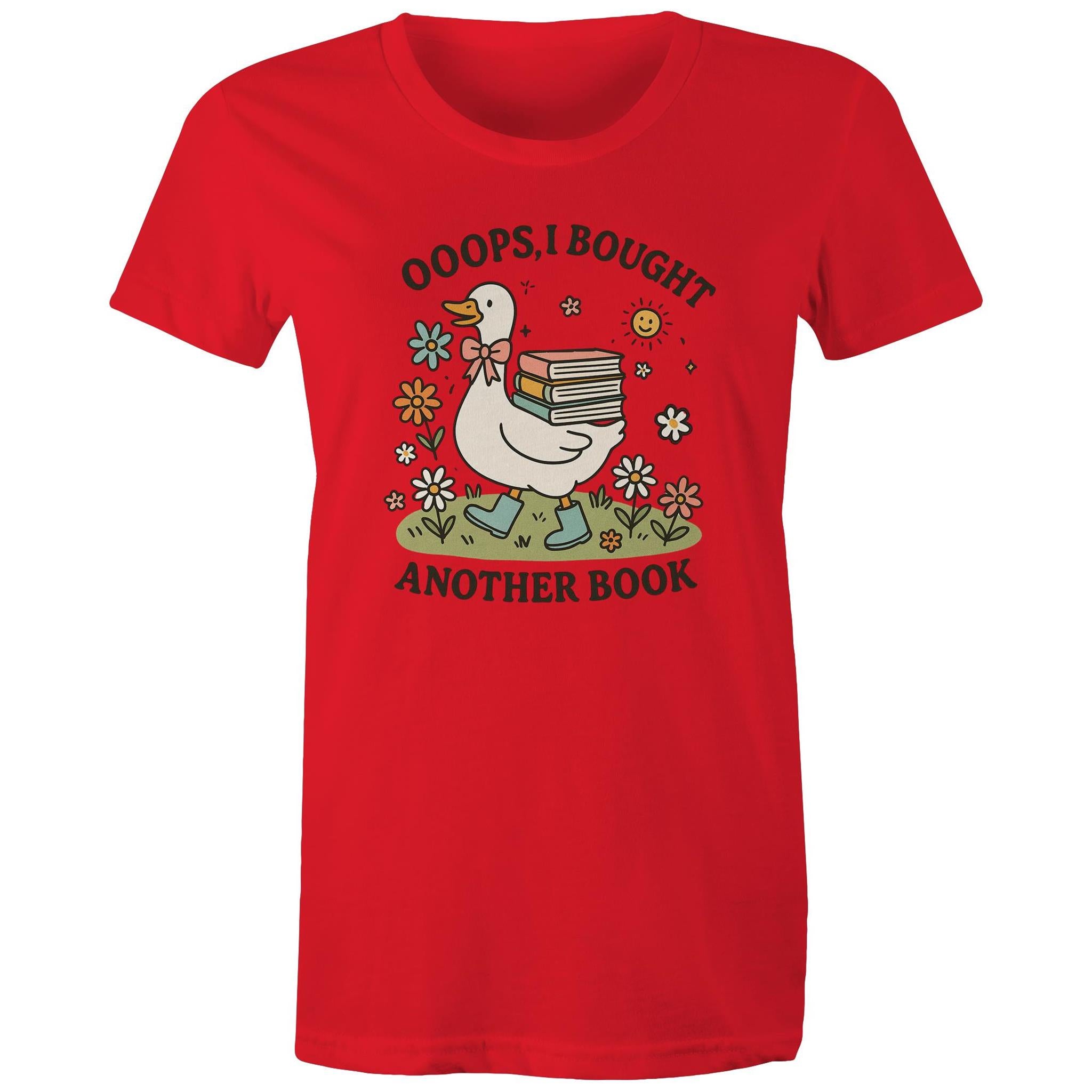 Oops, I Bought Another Book - Womens T-shirt Red Womens T-shirt animal Printed In Australia Reading