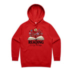 Reading Is My Therapy - Womens Hoodie Red Womens 2XL Womens Hoodie Printed In Australia Reading