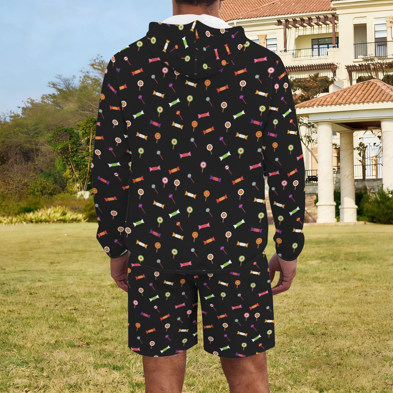 Candy Men's Lightweight Sun Hoodie & Shorts Set Men's Lightweight Sun Hoodie & Shorts Food Printed Offshore