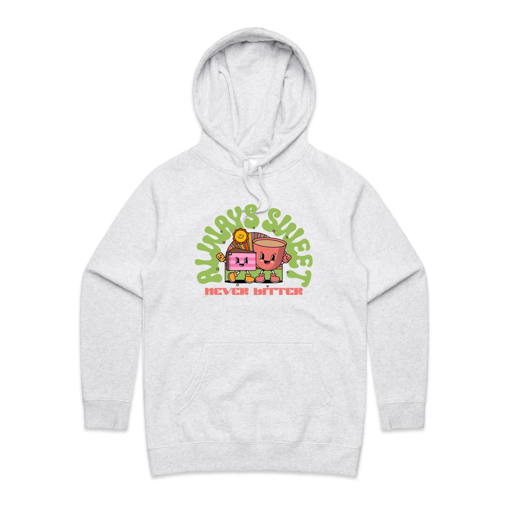 Always Sweet Never Bitter - Womens Hoodie White Marle Womens Hoodie Coffee Food Printed In Australia