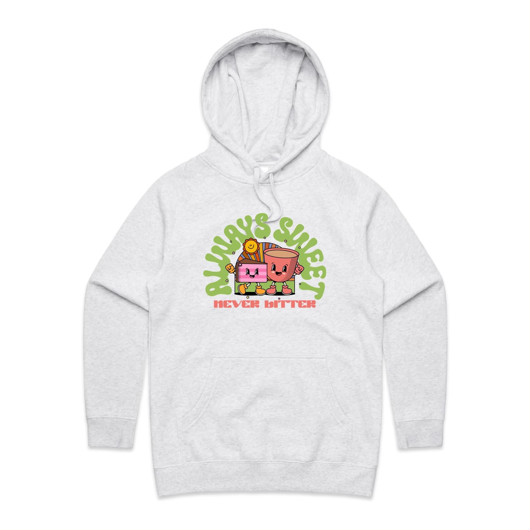 Always Sweet Never Bitter - Womens Hoodie White Marle Womens Hoodie Coffee Food Printed In Australia