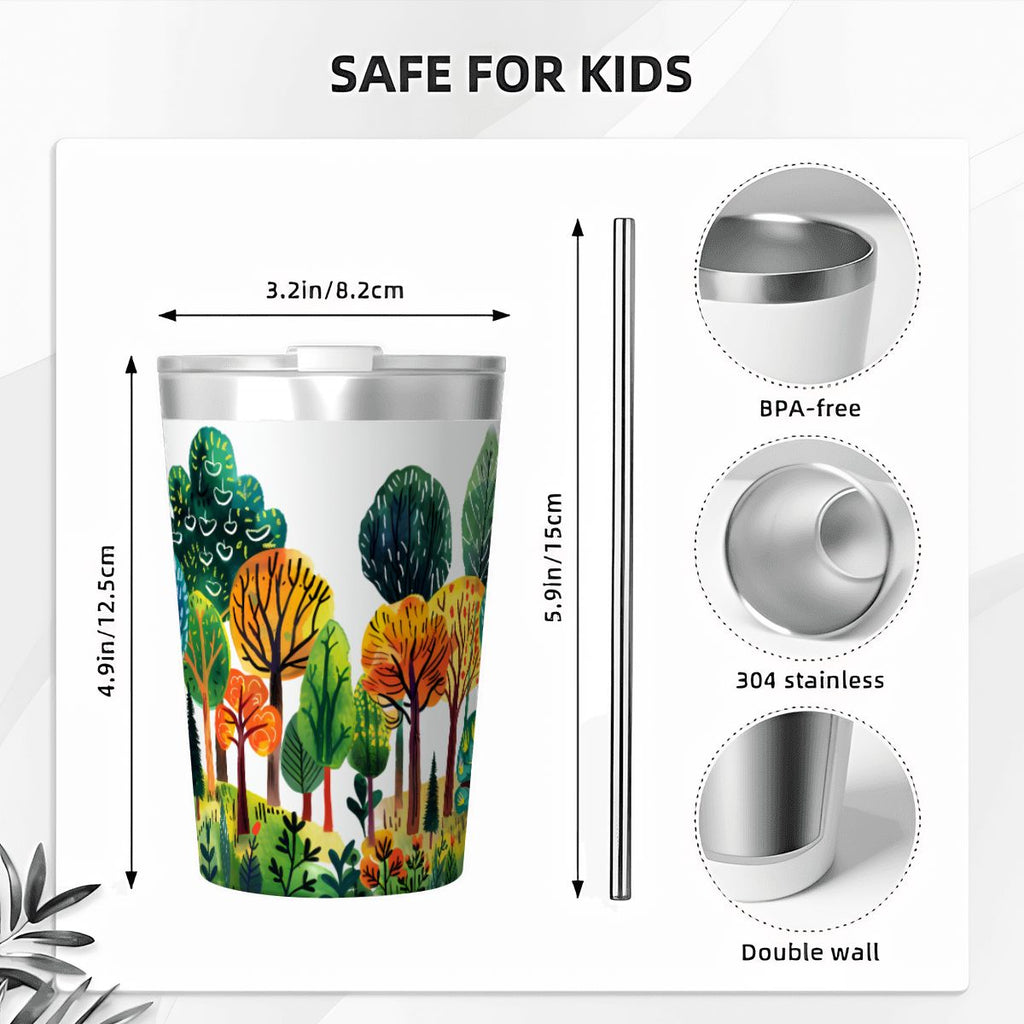 Colourful Forest Trees Small Stainless Steel Travel Mug Cup 12oz/350ml