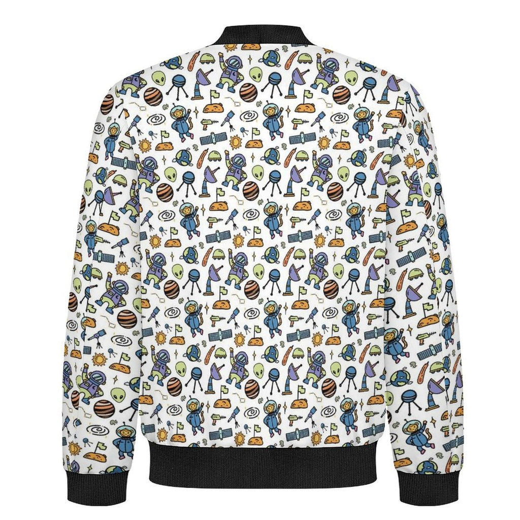 All About Space Men's Casual Zip‑Up Bomber Jacket
