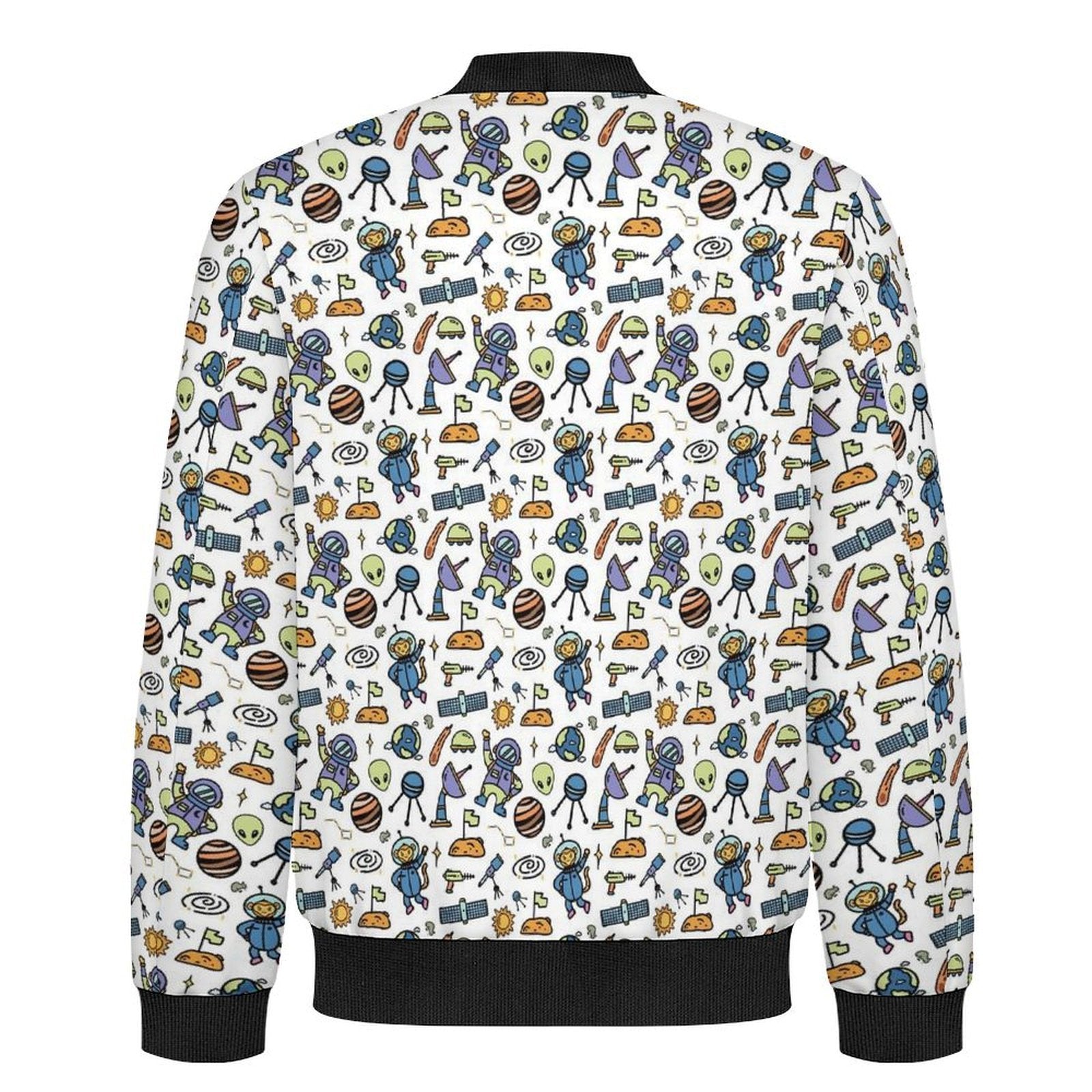 All About Space Men's Casual Zip‑Up Bomber Jacket