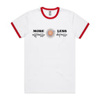 More Espresso, Less Depresso - Staple Ringer Tee White Red Ringer T-Shirt Coffee Printed In Australia