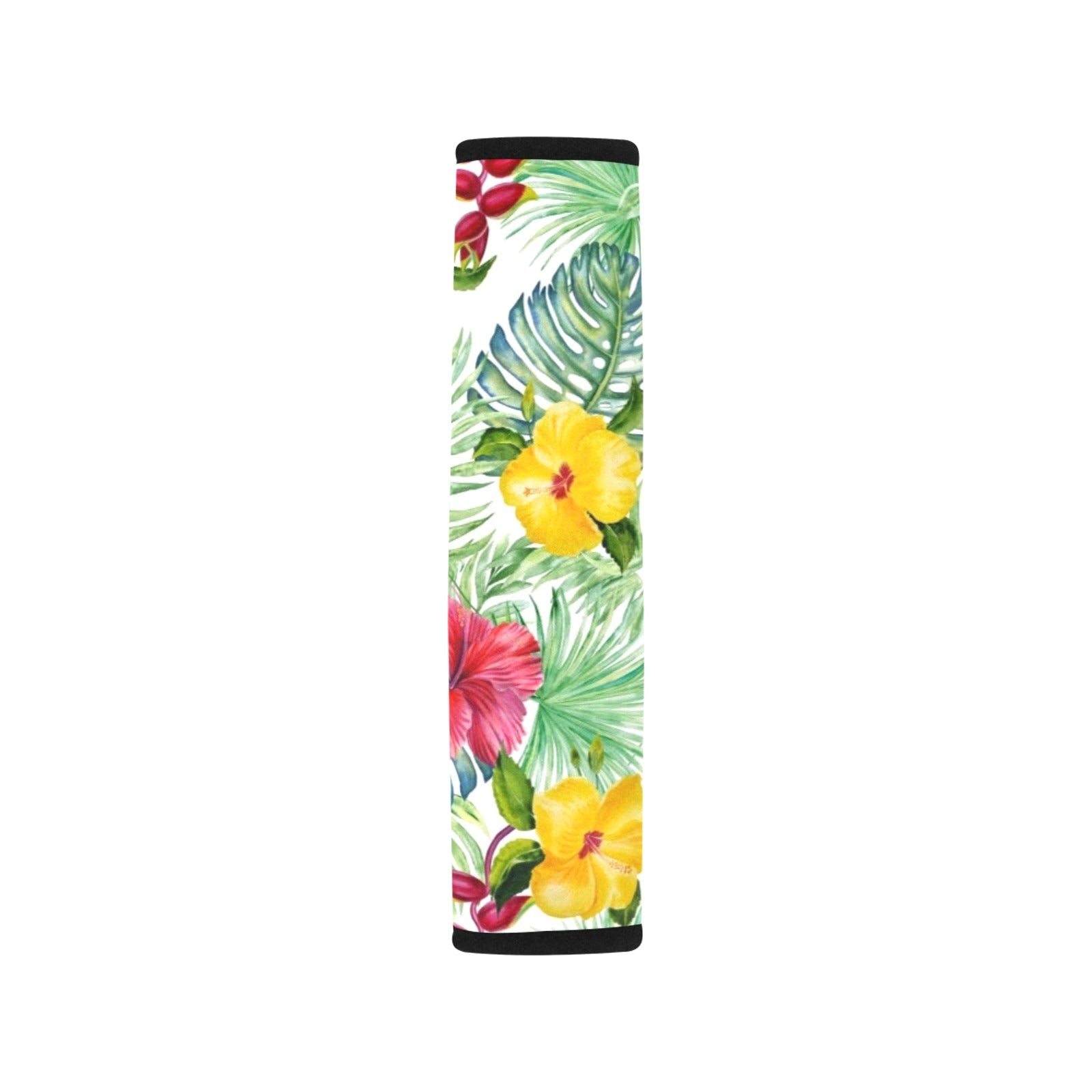 Tropical Flowers On White Car Seat Belt Cover 7''x10'' (Pack of 2) Car Seat Belt Cover 7x10 (Pack of 2) Plants Printed Offshore
