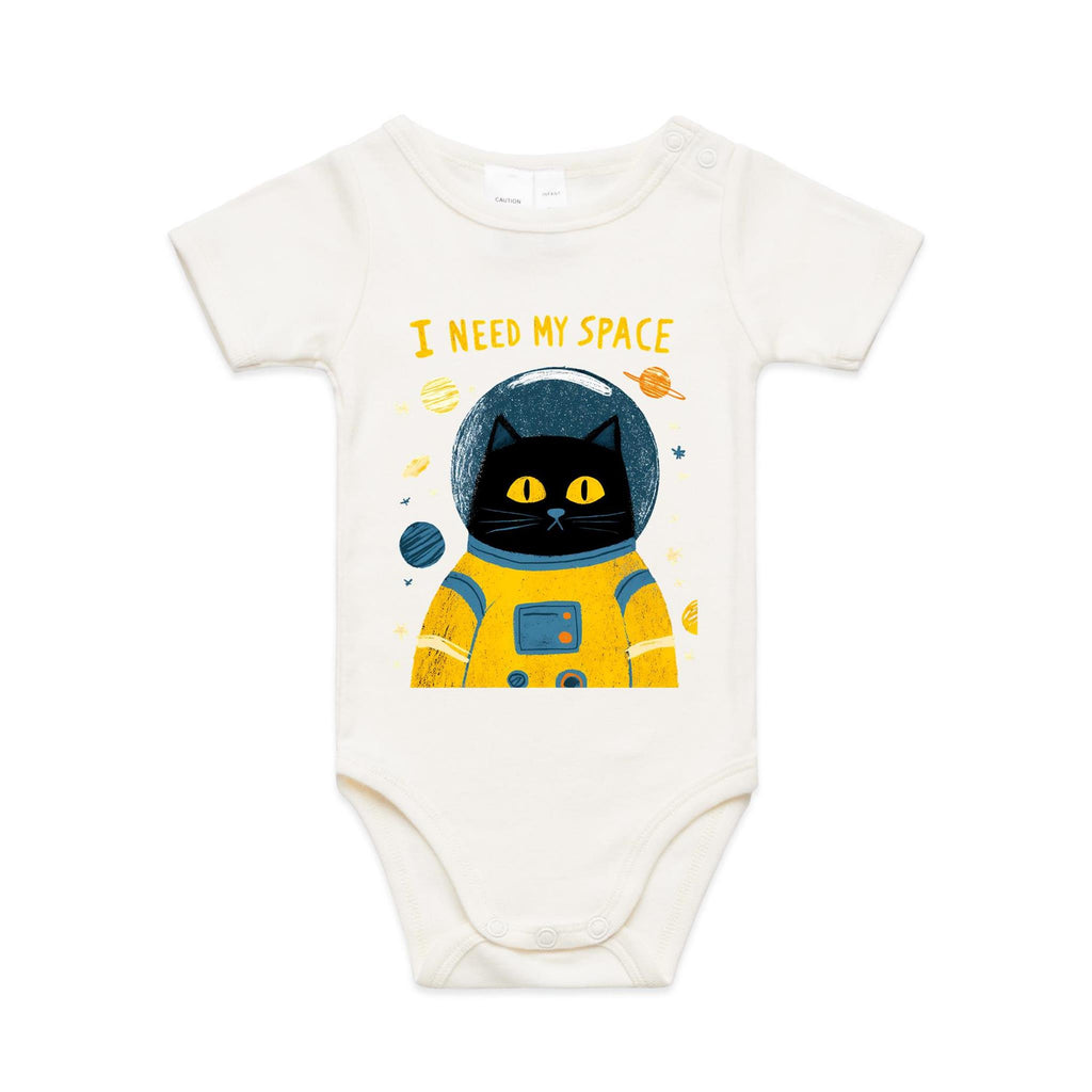 Cat Astronaut, I Need My Space - Baby Bodysuit Natural Baby Bodysuit animal Printed In Australia Space