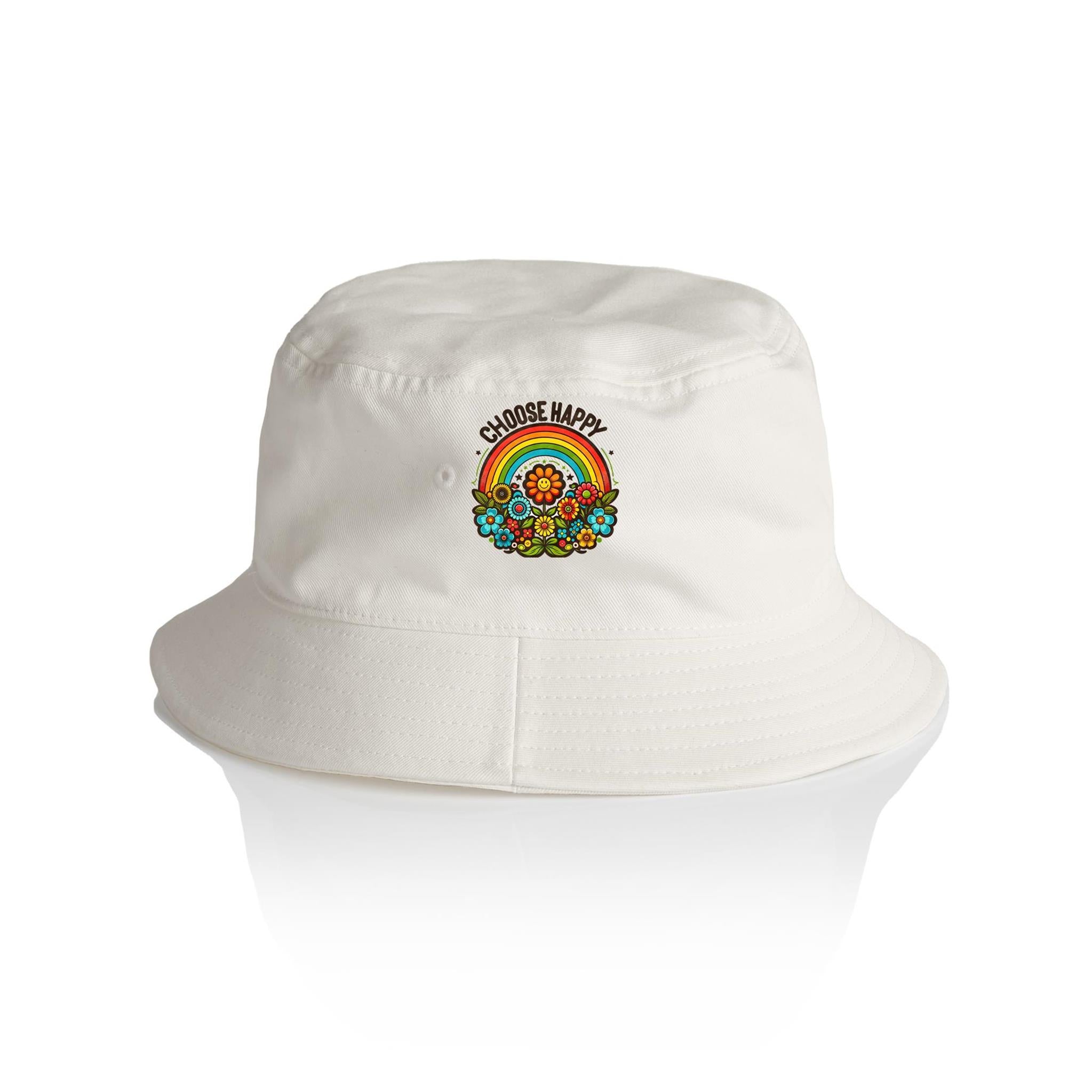 Choose Happy - AS Colour Bucket Hat Ecru One Size As Colour Bucket Hat Positivity Printed In Australia Retro