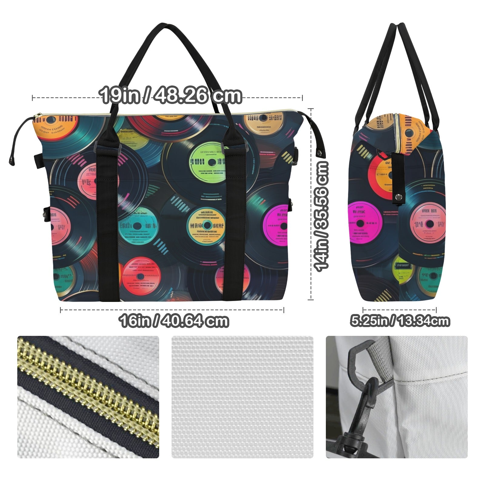 Retro Vinyl Records Duffle Bag-Simple (Model 1715) Duffle Bag-Simple (1715)