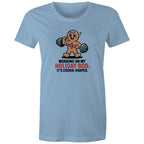 Working On My Holiday Bod, It's Cookie Shaped - Womens T-shirt Carolina Blue Womens Christmas T-shirt Christmas Printed In Australia