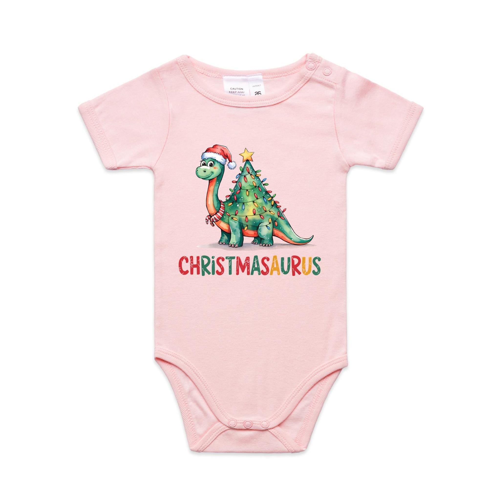 Christmasaurus, Christmas Dinosaur - Baby Bodysuit