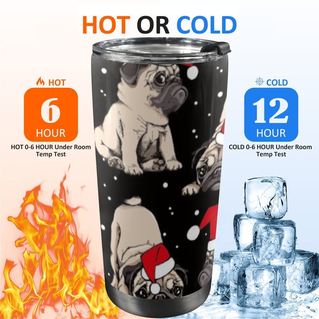 Christmas Dogs - 20oz Mobile Tumbler with Lid (Black Lock) 20oz Travel Mug Christmas Printed Offshore