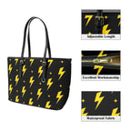 Yellow Lightning - Leather Tote Bag-Large