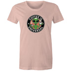 Coffee Is Universal, Alien - Womens T-shirt Pale Pink Womens T-shirt Coffee Printed In Australia Sci Fi