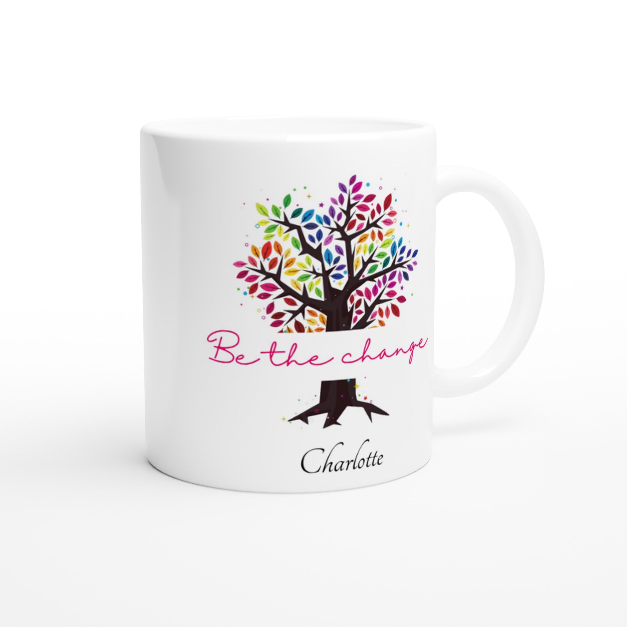 Personalise - Be The Change - White 11oz Ceramic Mug Personalised 11oz Mug customise Globally Fulfilled Motivation personalise Plants