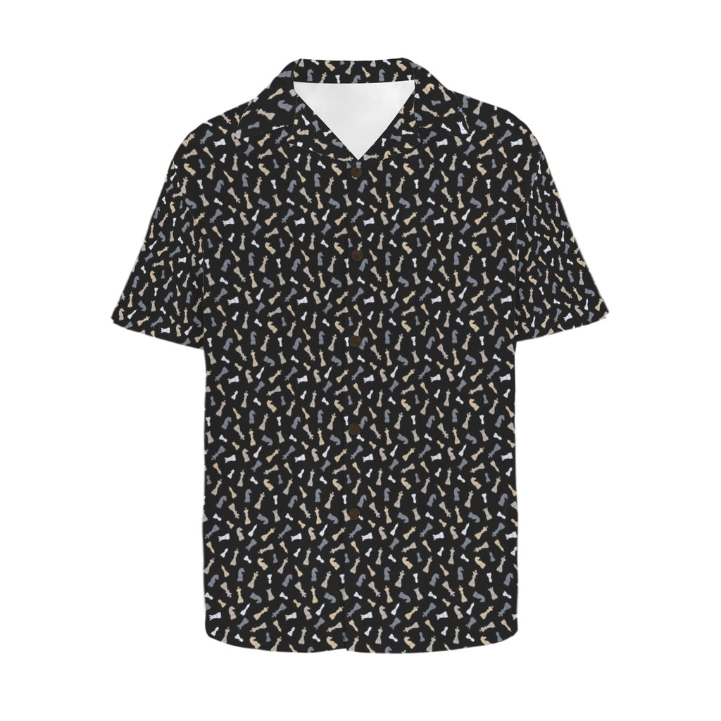 Chess Pattern 2 Men's Short Sleeve Hawaiian Shirt Men's Hawaiian Shirt (New) Chess Games Printed Offshore