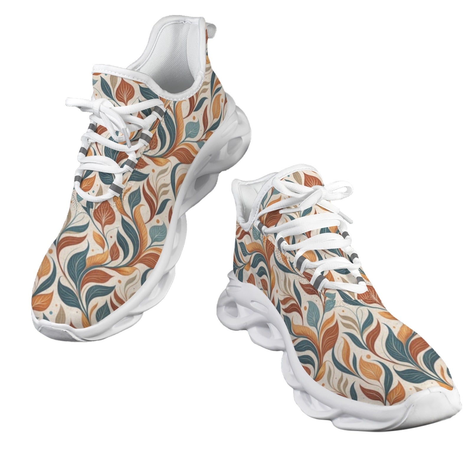 Whimsical Leaf Swirl Women's Twisted Sole Sneakers