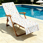 Paw Print Beach Chair Towel Cover with Side Pockets