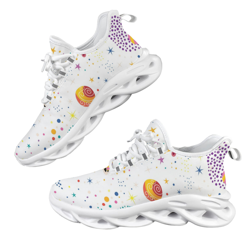 Colourful Space On White Women's Twisted Sole Sneakers