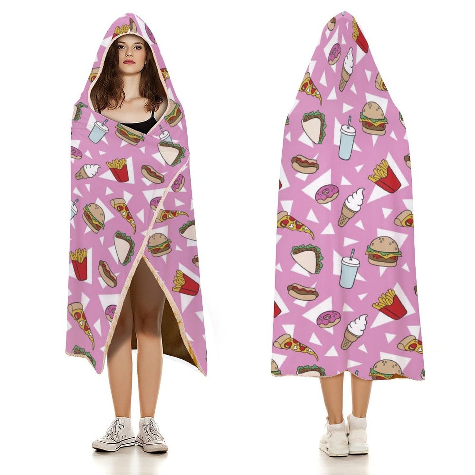 Fast Food Kids Hooded Blanket 100cm x 130cm Kids Hooded Blanket Food Printed Offshore