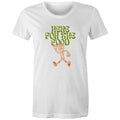 Here For The Food Women's AS Colour T-shirt White Womens T-shirt Food Printed In Australia