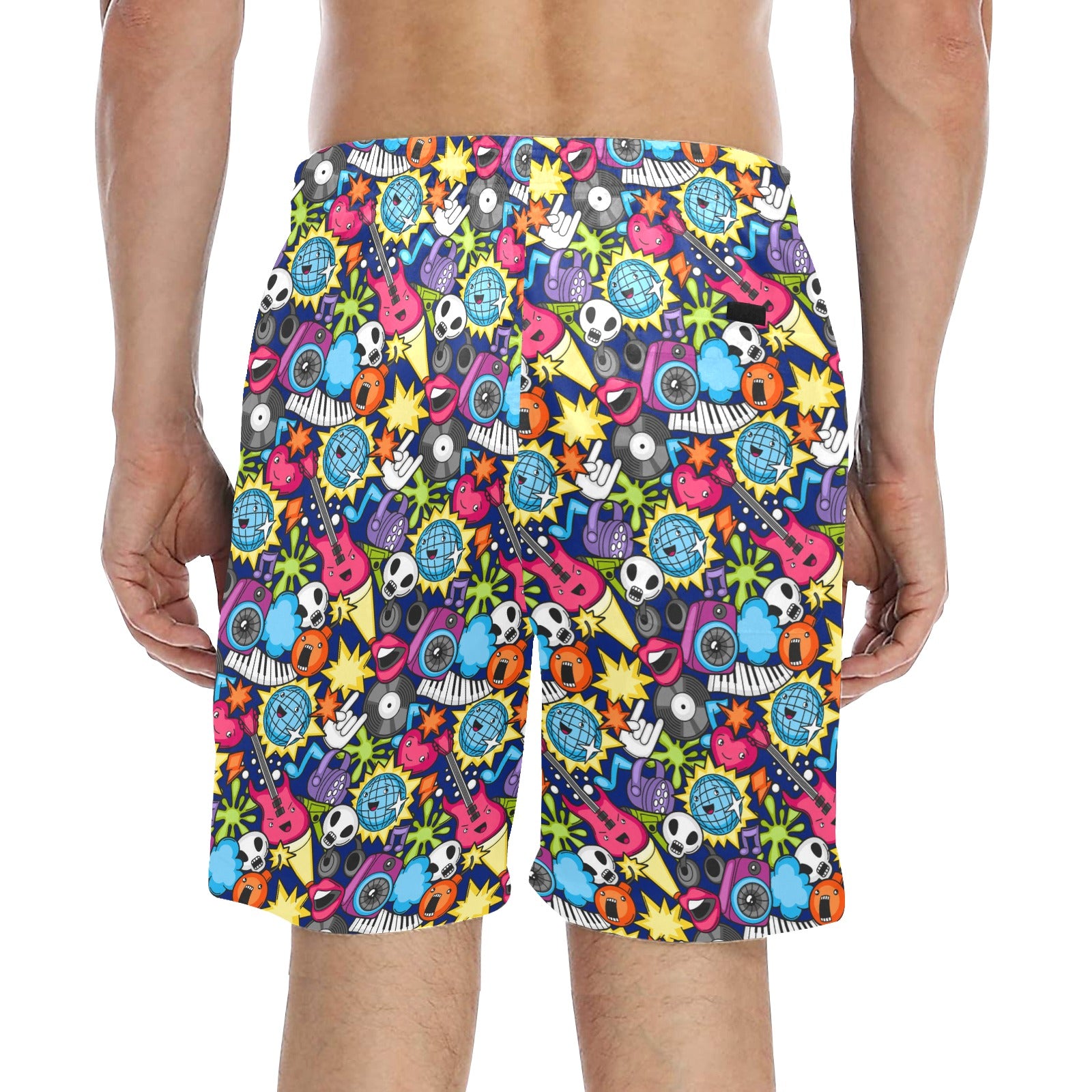 Sticker Music - Men's Mid-Length Beach Shorts Men's Mid-Length Beach Shorts Music Printed Offshore