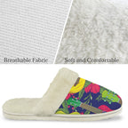 Colourful Ukulele Women's Fur Trim Thick-Sole Indoor Slippers Women's Fur Trimmed Slippers Music Printed Offshore