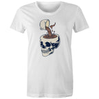 Coffee Skull - Womens T-shirt White Womens T-shirt Coffee Printed In Australia