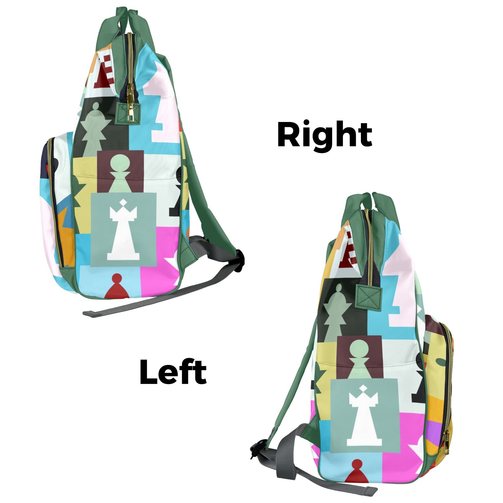 Colourful Chess - Multi-Function Backpack, Nappy / Diaper Bag