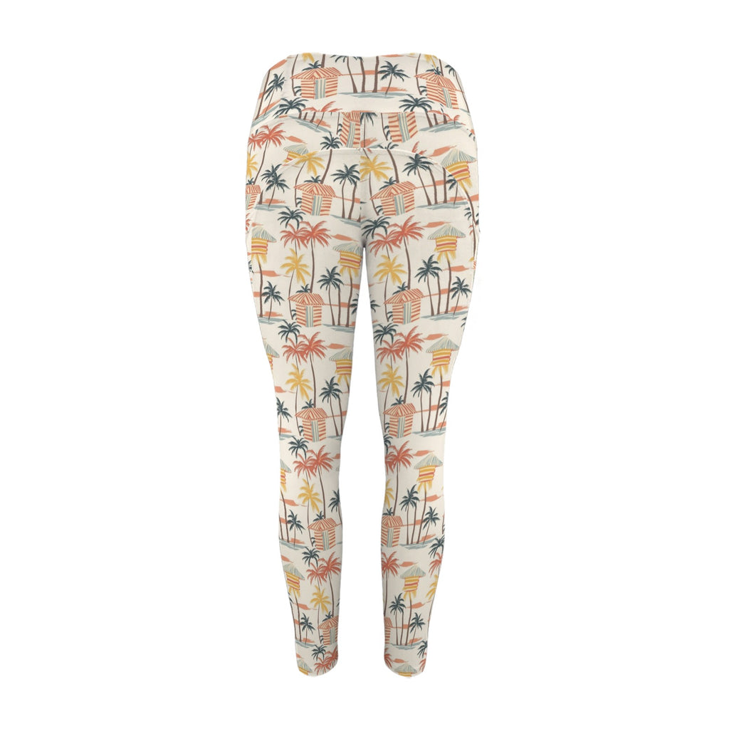 Beach Shack Women's High Waist Pockets Yoga Leggings Women's High Waist Pockets Yoga Leggings Printed Offshore Surf