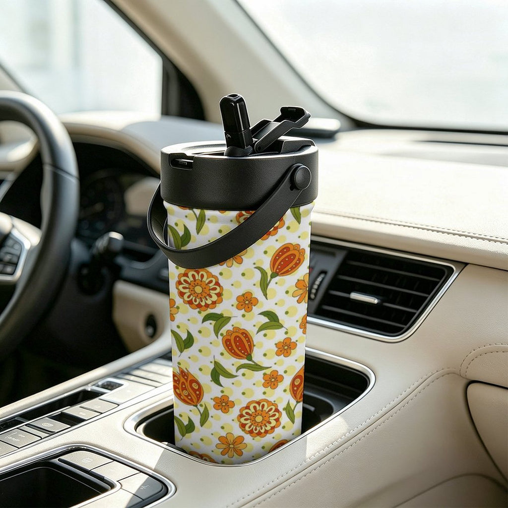 Graphic Floral 20oz Tea Tumbler with Carry Handle