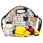 Cute Cartoon Cats - Neoprene Lunch Bag Neoprene Lunch Bag Printed Offshore