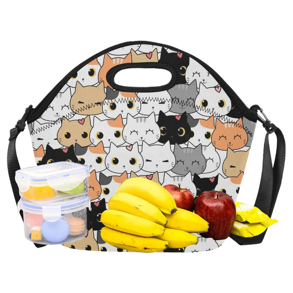 Cute Cartoon Cats - Neoprene Lunch Bag Neoprene Lunch Bag Printed Offshore