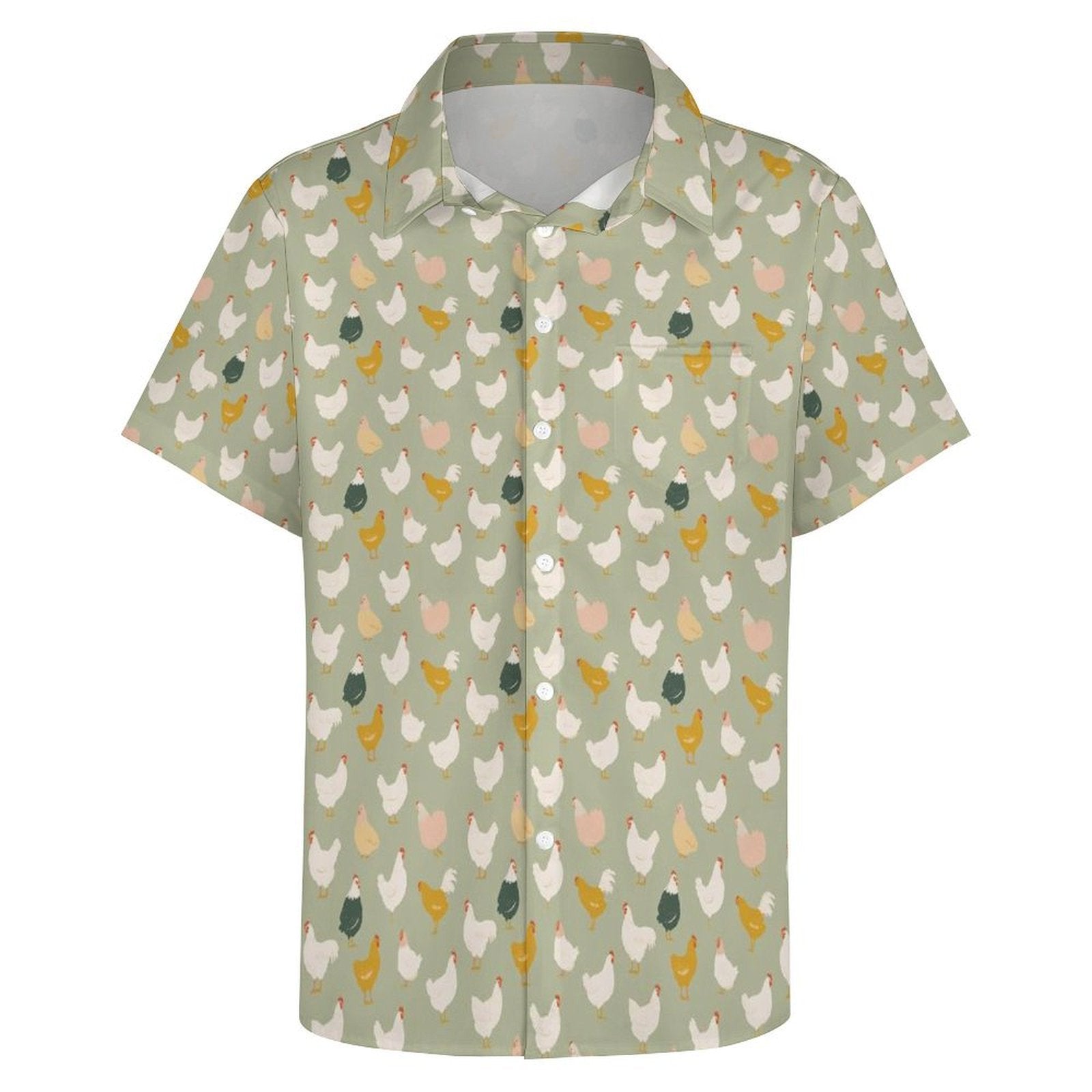 Chicken Life Women's Short-Sleeve Button Up Shirt Women's Short-Sleeve Button Up Shirt animal Birds Printed Offshore