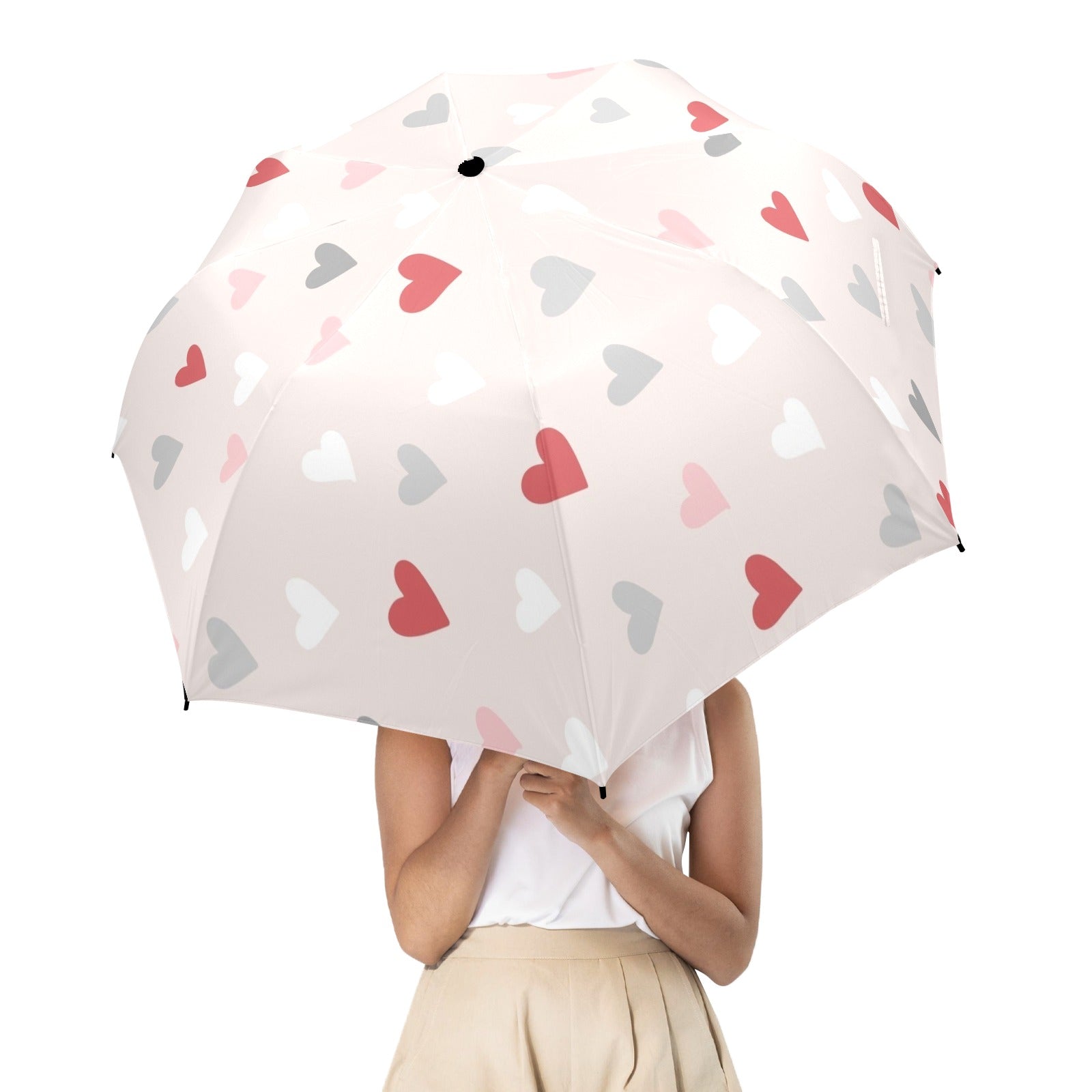 Pretty Hearts - Semi-Automatic Foldable Umbrella (Model U12) Semi-Automatic Foldable Umbrella (U12)