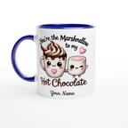 Personalised - You're The Marshmallow To My Hot Chocolate, Valentine - White 11oz Ceramic Mug with Colour Inside Ceramic Blue Personalised 11oz Mug